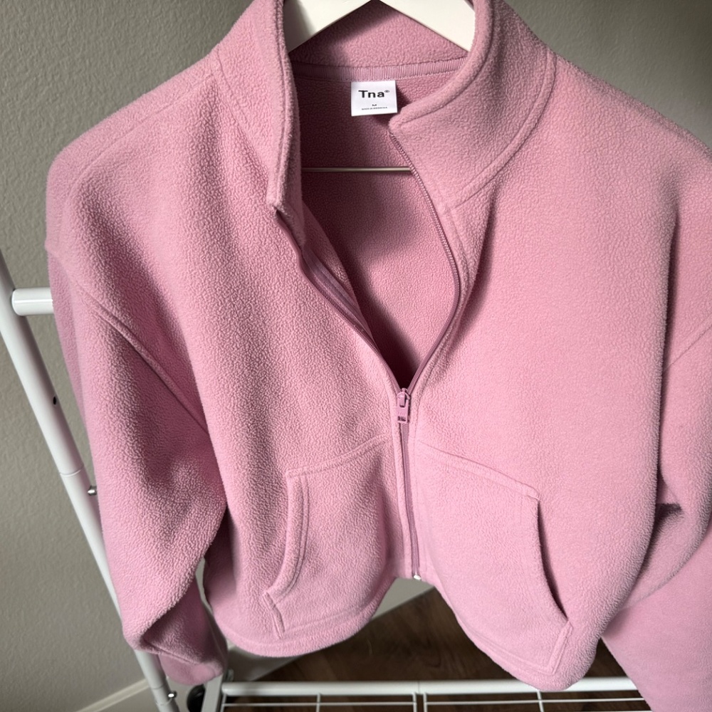 Aritzia TNA Pink Fleece Zip Jacket